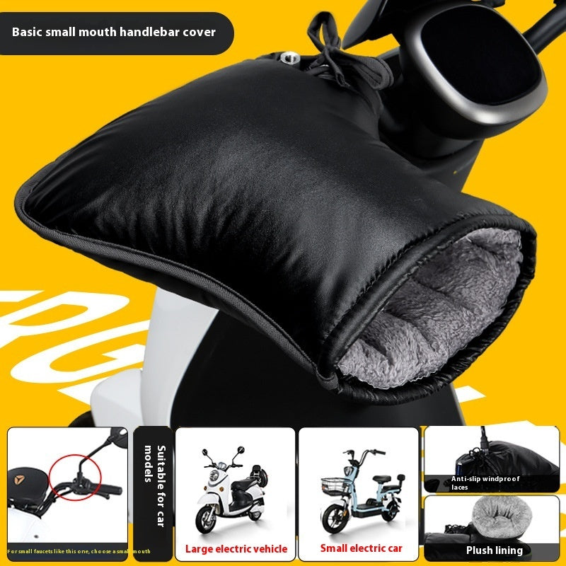 Electric Motorcycle Handle Grip Winter Thermal Waterproof Windshield Gloves Fleece-lined Hand Guard